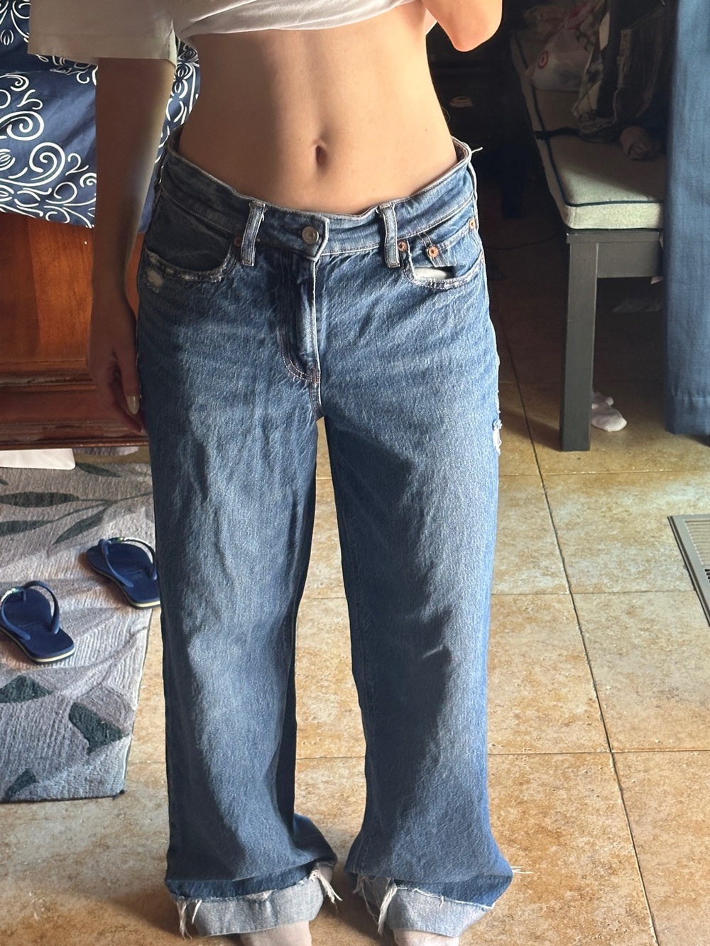 American Eagle Outfitters Boyfriend Jeans in Medium Blue Wash